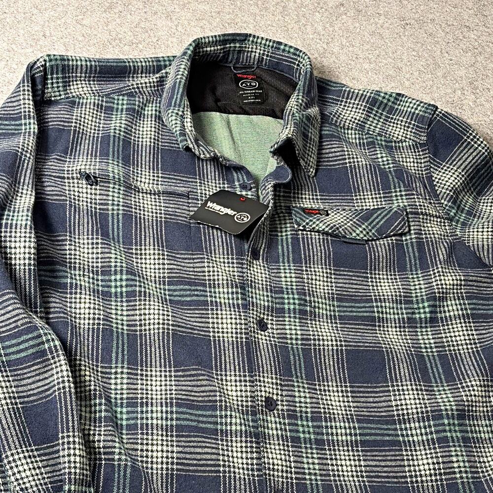 Wrangler ATG Campsite Shirt 2XL Regular Plaid Long Sleeve Button-Up Pockets nwt